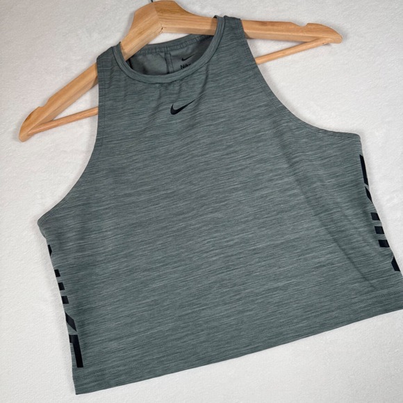 Nike Tops - Nike Pro Dri-FIT Womens Tank Top Grey Heather Crop Racerback DD6426-084 Large